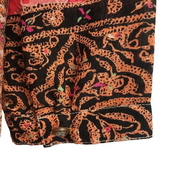 Soft Surrounding Brynn Medium Button Tunic Shirt Floral Paisley Silk Velvet Trim - Picture 11 of 12